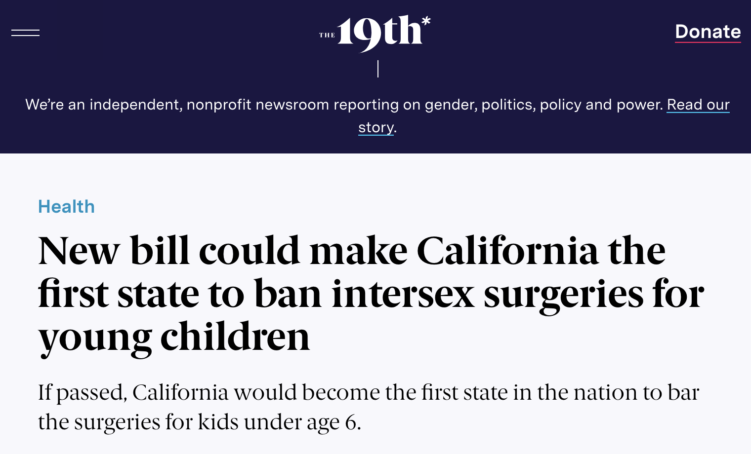New bill could make California the first state to ban intersex surgeries for young children